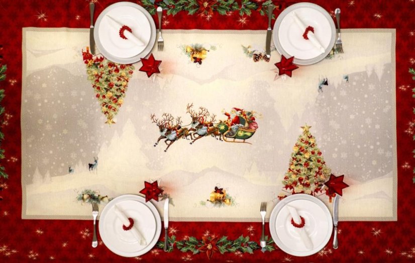 Gobelínový vánoční ubrus s motivem Santa
