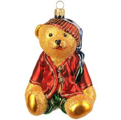 Zberateľská sklenená ozdoba na stromček Medvedík v pyžame