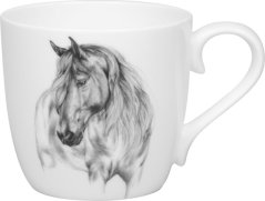 Porcelánový hrnček Kôň - čiernobiely 425 ml