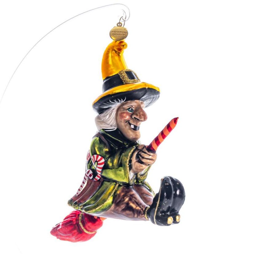 Sběratelská skleněná ozdoba na stromeček Čarodějnice