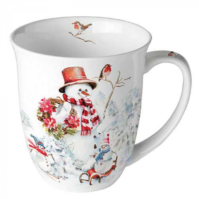 Porcelánový vánoční hrnek Sněhuláci 400 ml