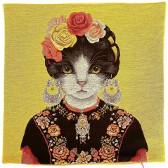 Gobelinowa poszewka na poduszkę Cat Frida Kahlo 45x45 cm