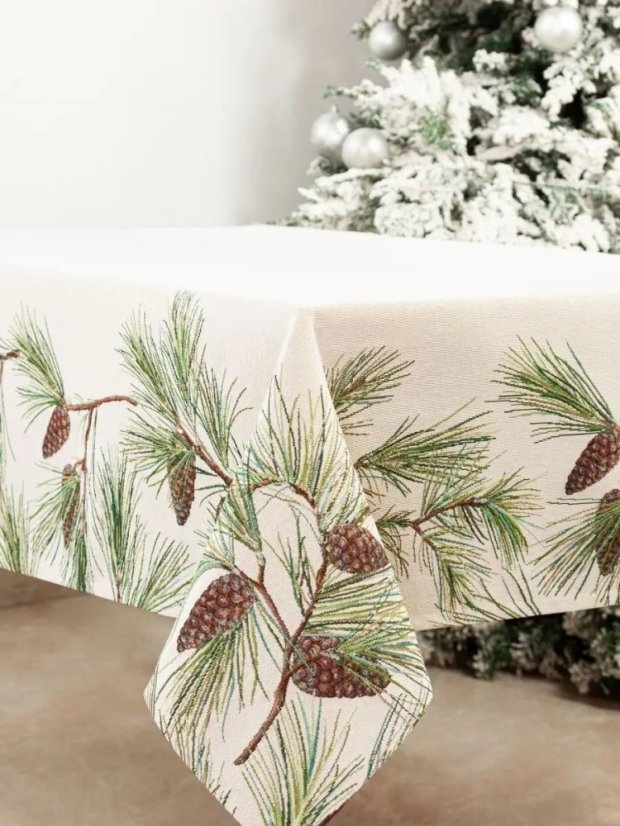 Christmas tablecloth with motif Pinecones - Size: 140x240 cm