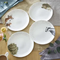 Sada porcelánových talířů Lesní zvířata 4 ks