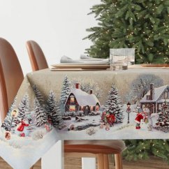 Vánoční ubrus s motivem Zima na venkově