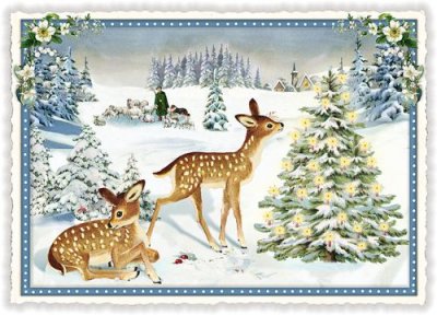 Christmas card Deer in the snow 10,5 x 15 cm