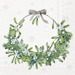 Christmas paper napkins Wreath of mistletoe 20 pcs