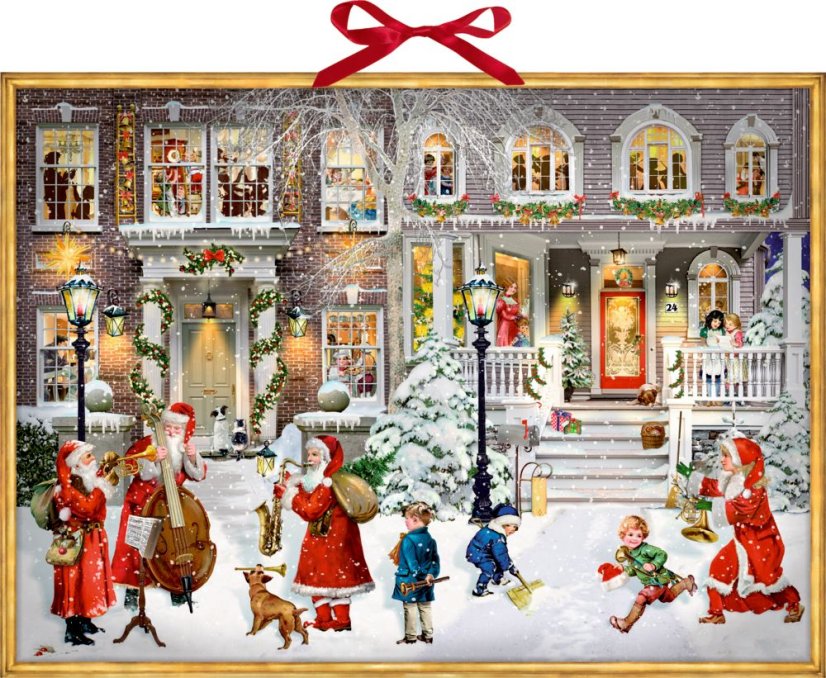 Zvukový adventní kalendář Krásný vánoční čas 52x38 cm