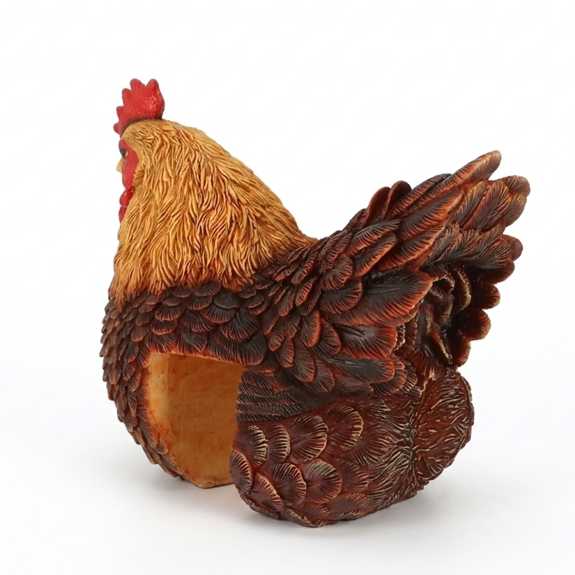 Brown hen garden figurine for the fence