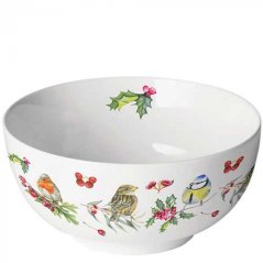 Vánoční porcelánová miska Ptáci 14 cm