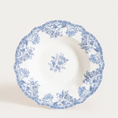 Tiefer Porzellanteller „Blau-weiße Blumen“, 22 cm