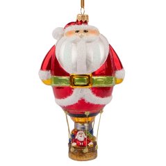 Zberateľská sklenená ozdoba na stromček Santa Balloon