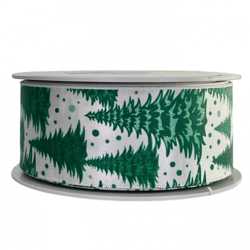 Christmas satin ribbon Trees 4 cm x 15 metres