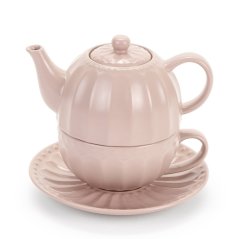 Tea set Teapot with cup and saucer Patel pink