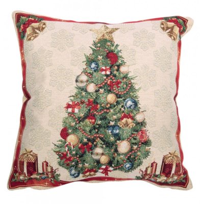 Tapestry Christmas pillowcase with motif Trees and gifts 45x45 cm