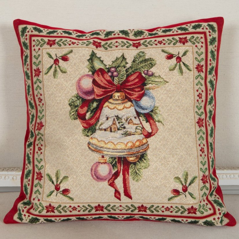 Vánoční povlak na polštář s motivem Zvonek 45x45 cm