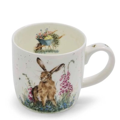 Porcelánový hrnček „Zajac a kvety“ 310 ml