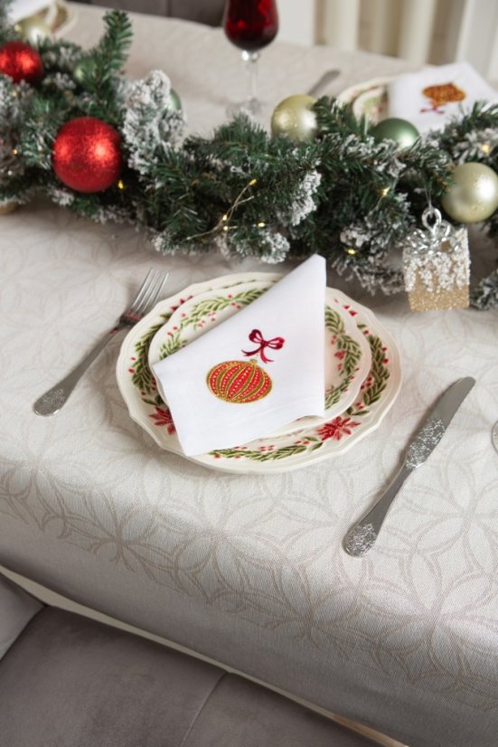 Sada lněných ubrousků Červené ozdoby 6 ks