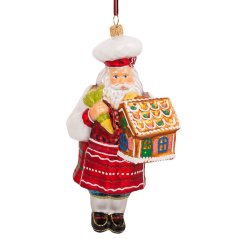 Zberateľská sklenená ozdoba na stromček Santa candy maker