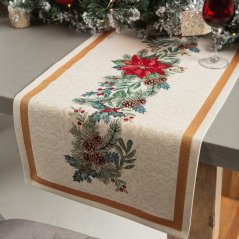 Tapestry Christmas runner with poinsettia motif 47x100 cm