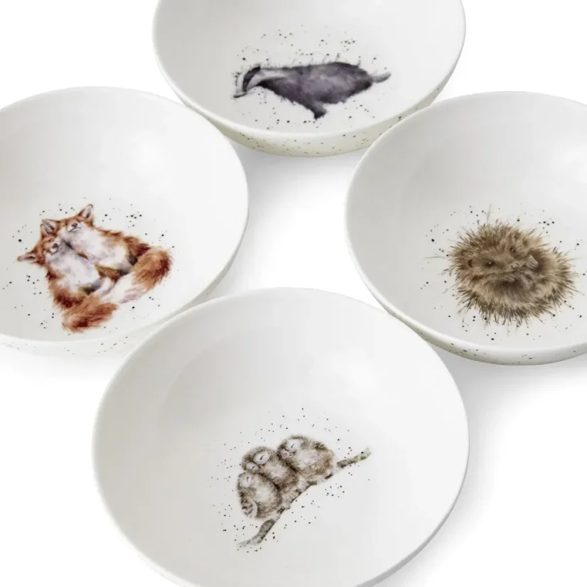 Sada porcelánových misek Lesní zvířata 4 ks 15 cm