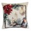 Gobelínový vánoční povlak na polštář s motivem Ptáček na větvi 45x45 cm