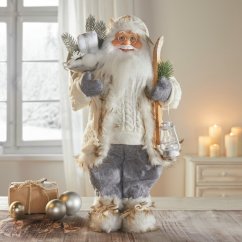 Vianočné dekorácie Santa v bielom svetri 45 cm Vianočné dekorácie Santa v bielom svetri 45 cm