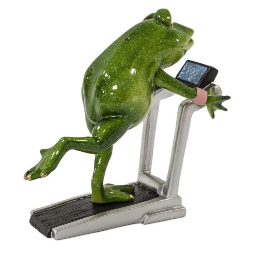 Soška Žaba na běžícím páse