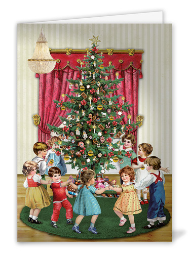 Dvoustránková vánoční pohlednice Vánoce jsou tady 12 x 17 cm