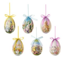 Veľkonočné dekoratívne vajíčka na zavesenie 6 ks