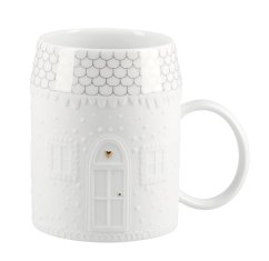 Bílý porcelánový vánoční hrnek Perníková haloupka 350 ml