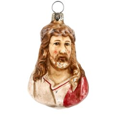 Ježiš Kristus - zberateľská sklenená ozdoba na stromček - vintage