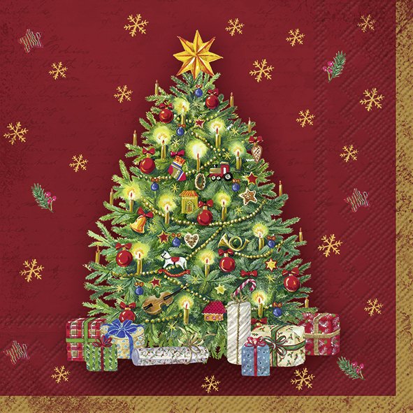 Christmas paper napkins Decorated tree 20 pcs