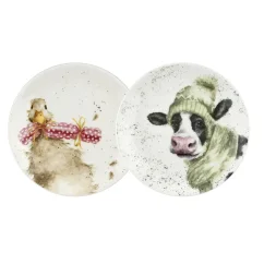 Sada vánočních porcelánových talířů Venkovská zvířata 16,5 cm 2 ks