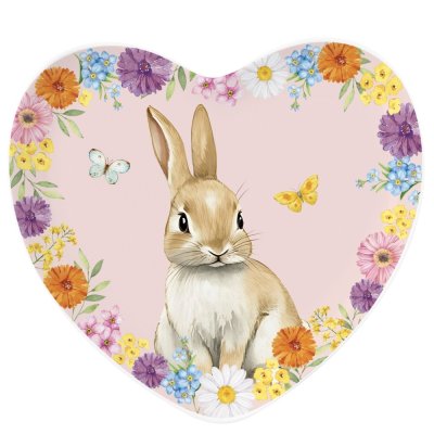 Porcelain serving plate Easter heart pink