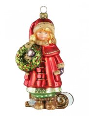 Sammelbaumschmuck aus Glas Mädchen mit Kranz