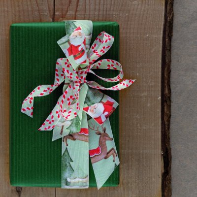 Christmas fabric ribbon Santa 3,8 cm x 15 meters