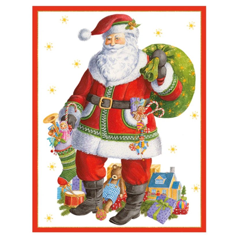 Christmas card Santa with presents 12 x 15 cm
