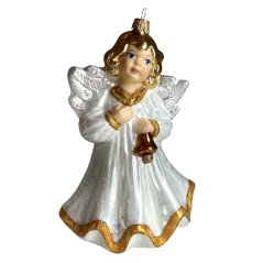 Sběratelská skleněná ozdoba na stromeček Anděl se zvonkem