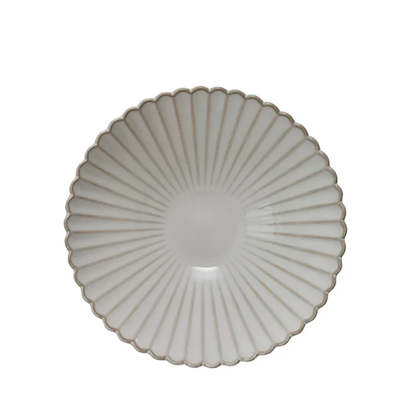 Große Porzellanschale Chrysantheme beige 25 cm