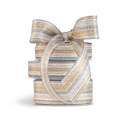Christmas fabric ribbon Metallic 2,5 cm x 15 metres