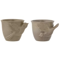 Set of two stoneware mugs Birds 300 ml
