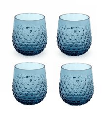 Satz mundgeblasene Gläser 4 Stück Rauchblau 200 ml