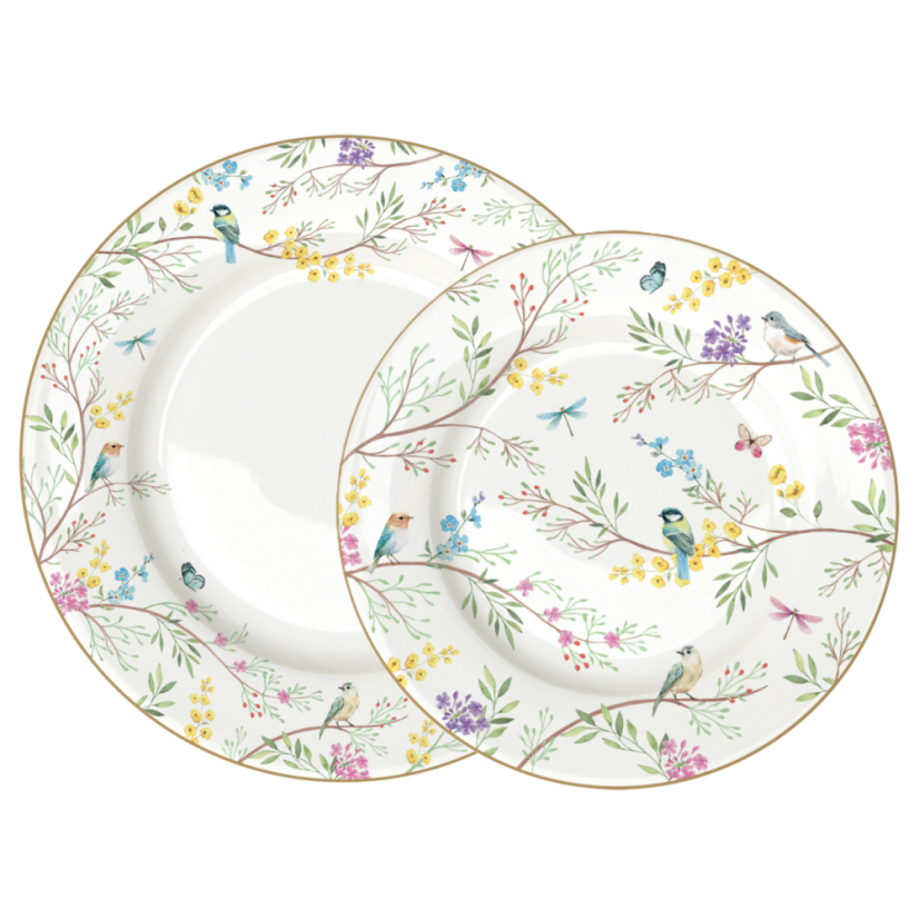 Porzellanset mit 2 Tellern Blooming Garden