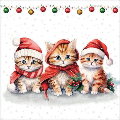 Christmas paper napkins Kittens 20 pcs