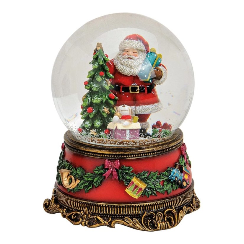 Sněhová koule s hrací skříňkou Santa 15 cm