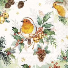Weihnachtspapierservietten Rot am Zweig 20 Stück