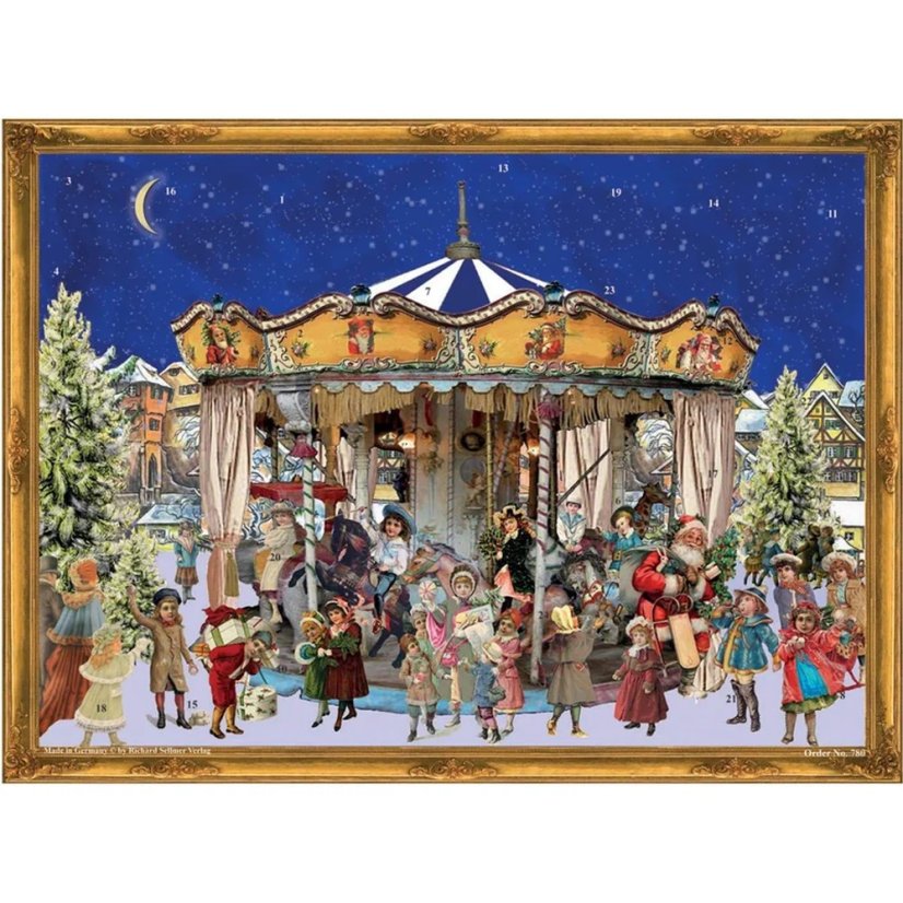 Obrázkový adventní kalendář Vánoční kolotoč 26,5 x 35,5 cm