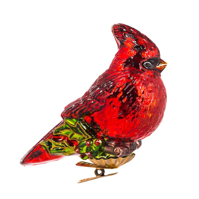 Sběratelská skleněná ozdoba na stromeček Kardinál