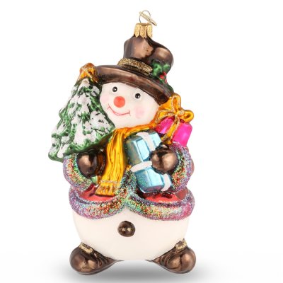Collectible glass tree ornament Snowman with tree
